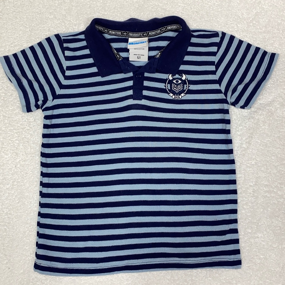 Disney Pixar Monsters University Blue Striped Polo Shirt boys 5t